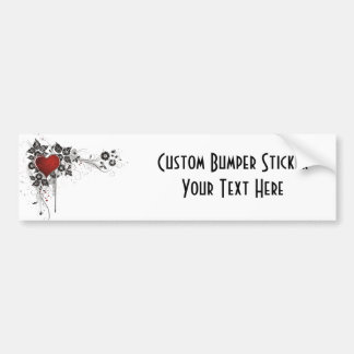 Klein hart, bladeren en bloemen - Origineel Bumpersticker