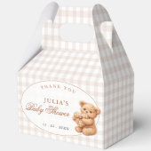 Klein Hart Bruine Gingham Teddybeer Baby Shower Bedankdoosjes (Voorkant)