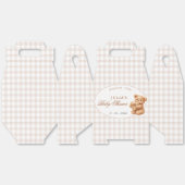 Klein Hart Bruine Gingham Teddybeer Baby Shower Bedankdoosjes (Ongevouwen)