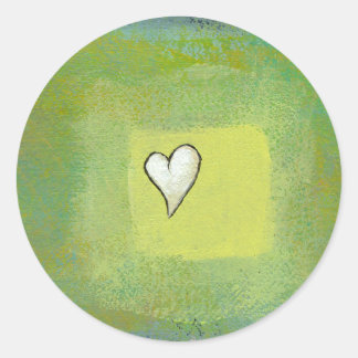 Klein hart schilderij symbolisch origineel kunstwe ronde sticker