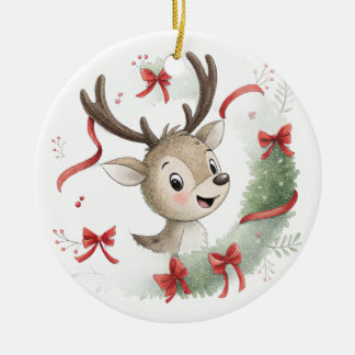 Klein hertje Kerstmis, Cute Fawn Keramisch Ornament