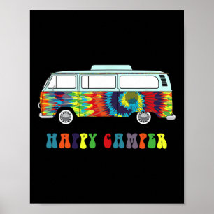 Klein Hippie Vintage Bus Schattig Tie Dyed Camper Poster