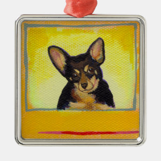 Klein-hondenbrood en geelbruine chihuahua minpin metalen ornament
