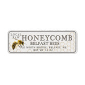 Klein Honeycomb met realistisch bijenetiket Etiket (Voorkant)