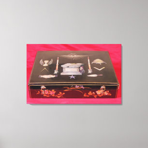 Klein houten hoesje, met vrijmetselaarssymbolen canvas afdruk