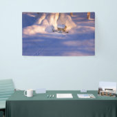 Klein huis in sneeuwbanner spandoek (Beurs)