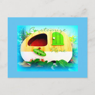 klein huis met gypsy caravan briefkaart