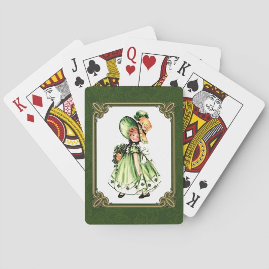 klein Iers meisje St. Patrick's Day Gift Speelkaarten (Achterkant)