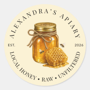 Klein Imkerbedrijf Ruw Honing Pot Zakelijk Logo Ronde Sticker