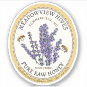 Klein Jar Ovaal Lavendel Honing Label met Bee (Voorkant)