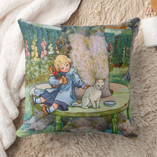 Klein Kat en kind van Moeder Goose Kussen (Deken)