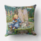 Klein Kat en kind van Moeder Goose Kussen (Achterkant)
