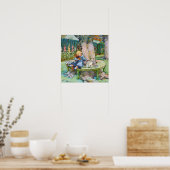 Klein Kat en kind van Moeder Goose Poster (Keuken)