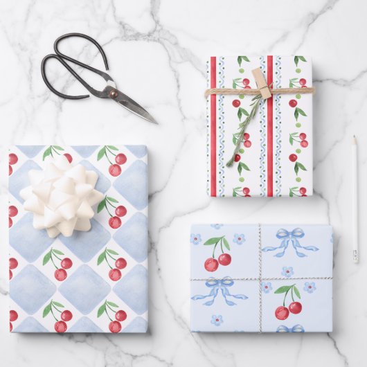 Klein kersenblauw grillig Baby shower Inpakpapier Vel (Voorkant)