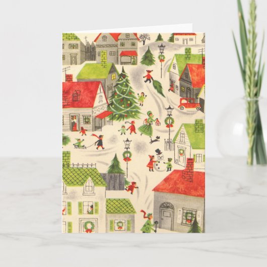 Klein kerstdorp feestdagen kaart (Voorkant)