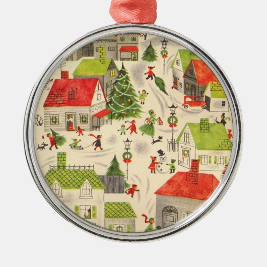 Klein kerstdorp metalen ornament (Voorkant)