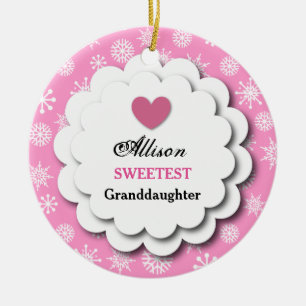 Klein kleindochter Roze witte neusvlokken C08 Keramisch Ornament