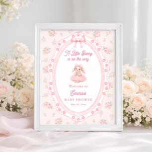 Klein Konijn Op Weg Meisje Baby Shower Welkom Poster