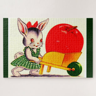 klein konijntje met grote appel legpuzzel