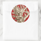 Klein koraal in rood ronde sticker (Tas)