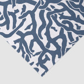 Klein koraalrif patroon Nautical Navy Blue White Tissuepapier (Detail)