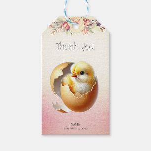 Klein Kuiken Uitbroeden Bloemen Cadeaubijlage Cadeaulabel