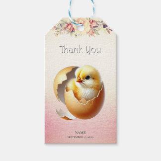 Klein Kuiken Uitbroeden Bloemen Cadeaubijlage Cadeaulabel