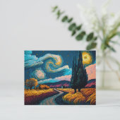Klein landschap in Van Gogh Style Peaceful Sky Briefkaart (Staand voorkant)