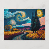 Klein landschap in Van Gogh Style Peaceful Sky Briefkaart (Voorkant)