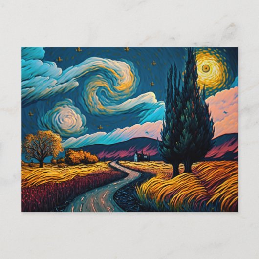 Klein landschap in Van Gogh Style Peaceful Sky Briefkaart (Voorkant)