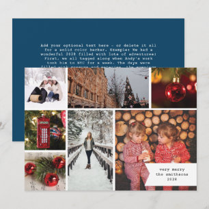 Klein lint multi foto blauwe kerst feestdagenkaart