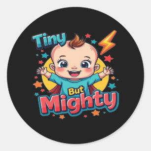 Klein maar krachtig - Schattige Super Baby Power-o Ronde Sticker
