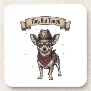 Klein maar taai' Chihuahua draagt een cowboyhoed Bier Onderzetter