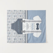 Klein Man Baby shower Achtergrond, Navy, Grijs Wandkleed (Voorkant (horizontaal))
