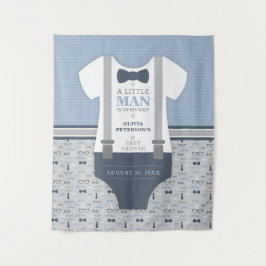 Klein Man Baby shower Achtergrond, Navy, Grijs Wandkleed