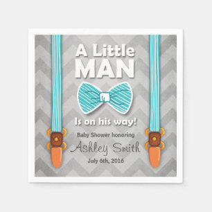 Klein Man Baby shower Papier Napkin Bow Stropdas B Servetten