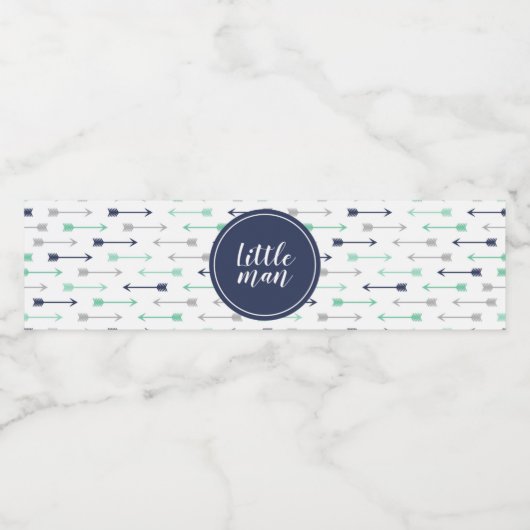 Klein Man Baby shower Waterflesetiket Waterfles Etiket (Enkel label)