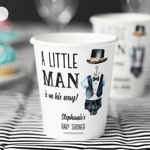 Klein man baby shower zwarte smoking monogrammed papieren bekers