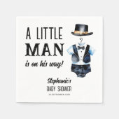 Klein man baby shower zwarte smoking monogrammed servet (Voorkant)