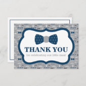 Klein Man bedankpas, boog Stropdas, marine, grijs Bedankkaart (Voorkant / Achterkant)