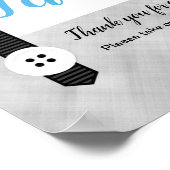 Klein man blauw grijs baby shower is voor teken poster (Hoek)