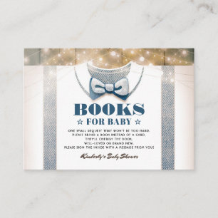 Klein Man   Boy Baby shower Rustic Breng een boek Informatiekaartje