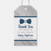 Klein Man Dank je Label, blauw, grijs Stropdas Cadeaulabel (Voorkant)