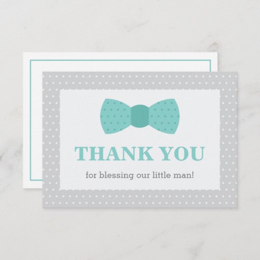 Klein Man Dank u kaart, Blauwgroen, grijs Bedankkaart (Voorkant / Achterkant)