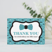 Klein Man Dank u kaart, boog Stropdas, Blauwgroen, Bedankkaart (Staand voorkant)