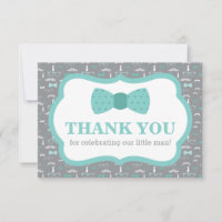 Klein Man Dank u kaart, Bow Stropdas, Turqoise, Gr