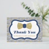 Klein Man Dank u kaart, Navy, Faux Glitter Bedankkaart (Staand voorkant)