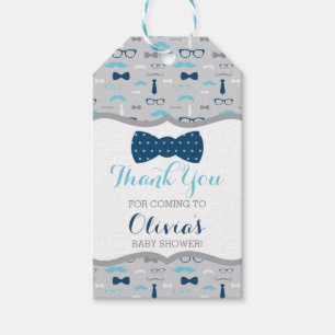 Klein Man Dank u Label, Baby Blauw, Navy, Bow Stro Cadeaulabel