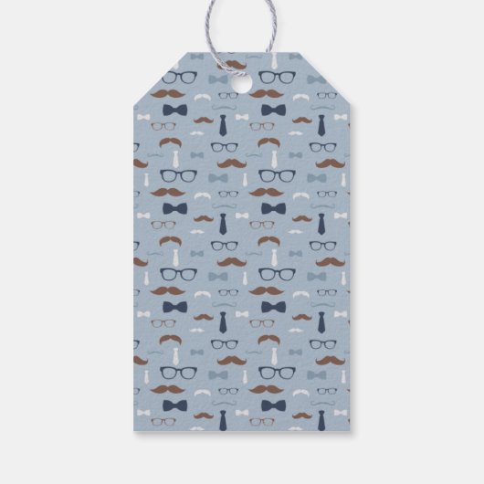 Klein Man Dank u Label, blauw, bruin, boog Stropda Cadeaulabel (Achterkant)