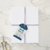 Klein Man Dank u Label, blauw, groen Cadeaulabel (Met Touw)